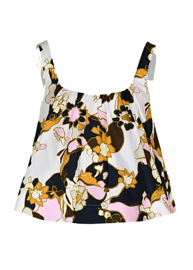Maxine Cropped Cami Yellow Kaleidoscope Floral - Top