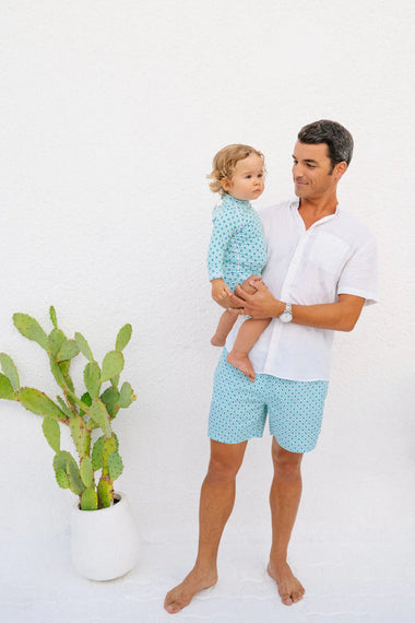 Baby Swimsuit Long Sleeves Diamond Green