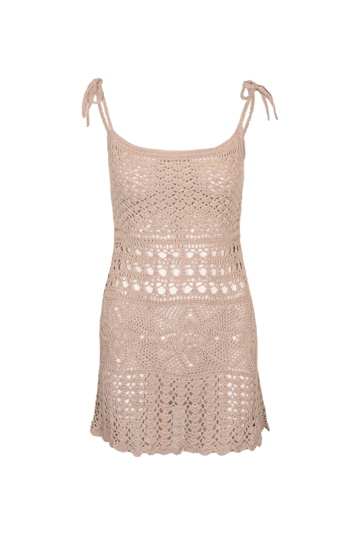 Load image into Gallery viewer, Cannelle Crochet Mini Dress Light Brown - ONE SIZE - Dress
