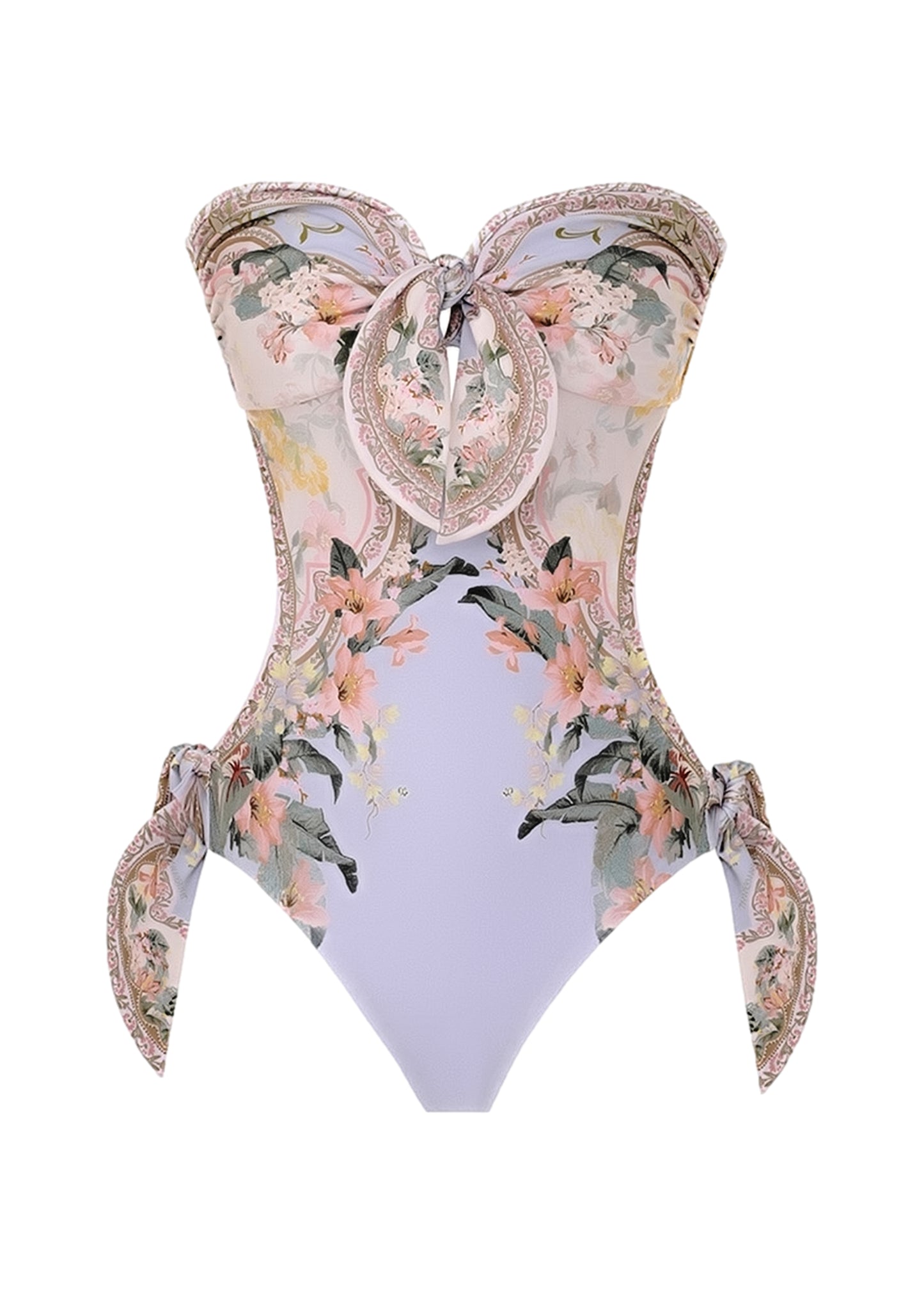 Wylie Scarf Tie One Piece Blue Floral - One Piece