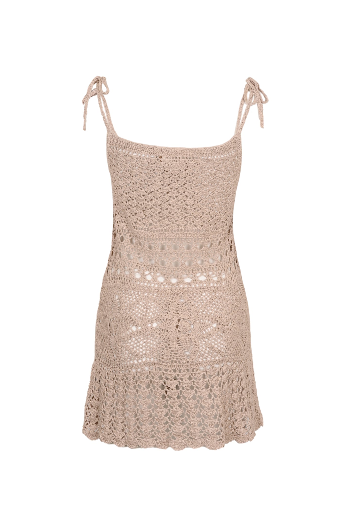 Load image into Gallery viewer, Cannelle Crochet Mini Dress Light Brown - ONE SIZE - Dress
