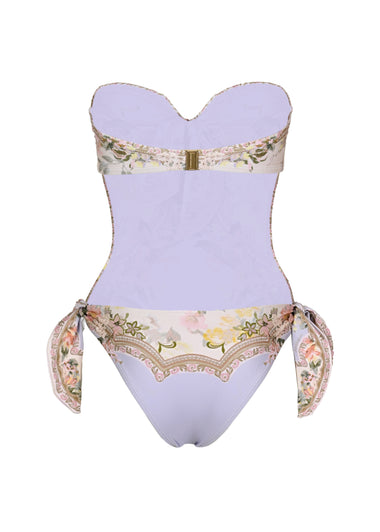 Wylie Scarf Tie One Piece Blue Floral - One Piece