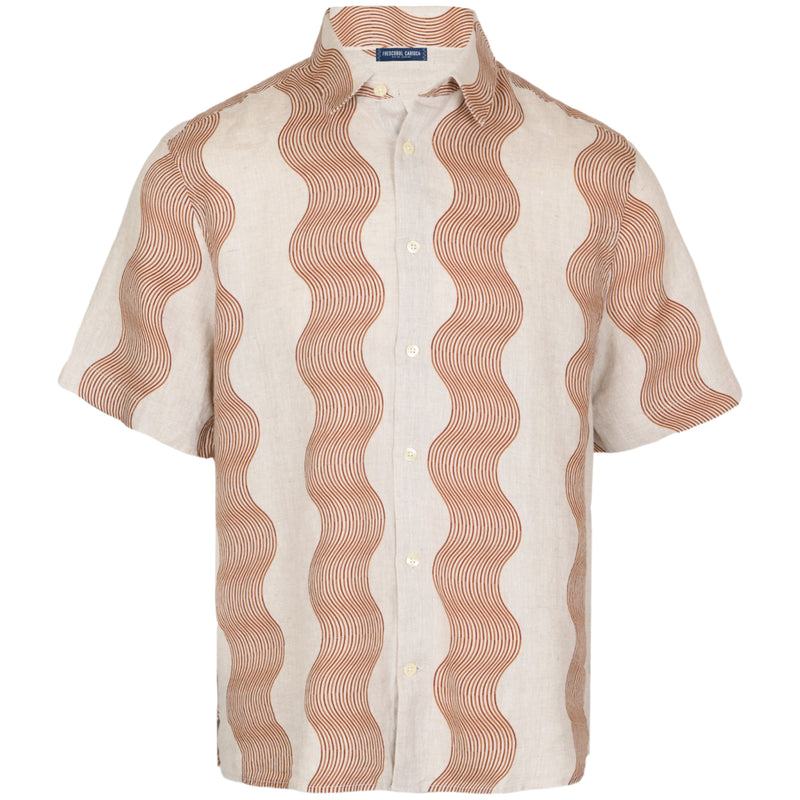 Castro Duo Cabana Stripe Short Sleeve Shirt Ecru & Sienna