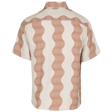 Castro Duo Cabana Stripe Short Sleeve Shirt Ecru & Sienna - Top