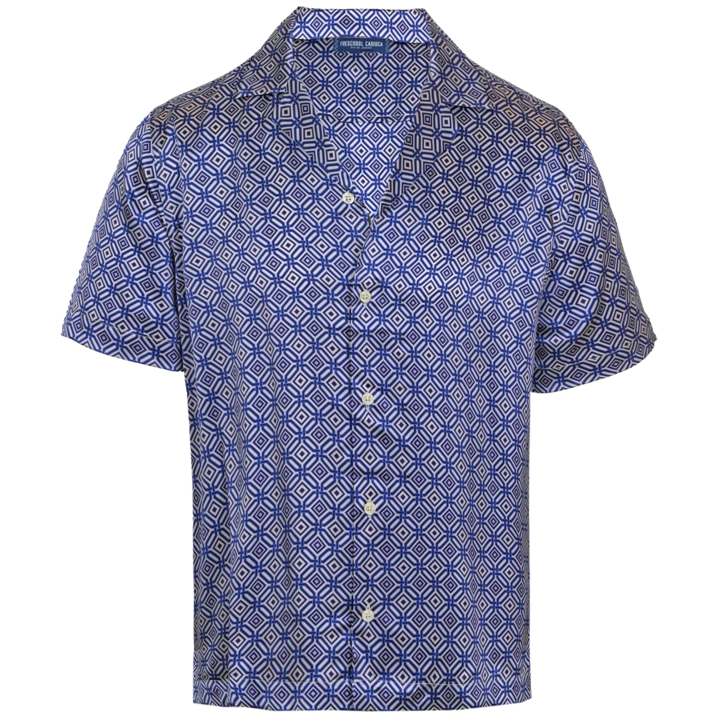 Roberto Silk Short Sleeve Shirt Angra Trelica Print Dusk - Polo Shirt