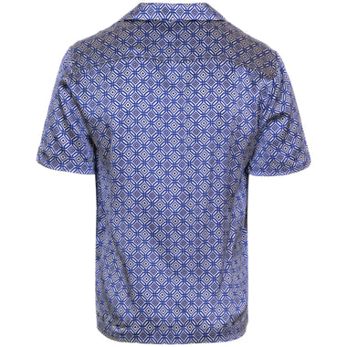 Roberto Silk Short Sleeve Shirt Angra Trelica Print Dusk - Polo Shirt