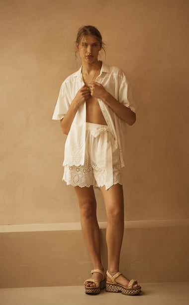 Lace Cut Out Belted Short CRU