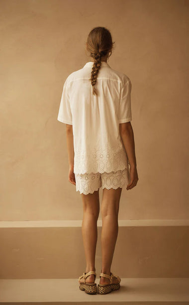 Lace Cut Out Belted Short CRU