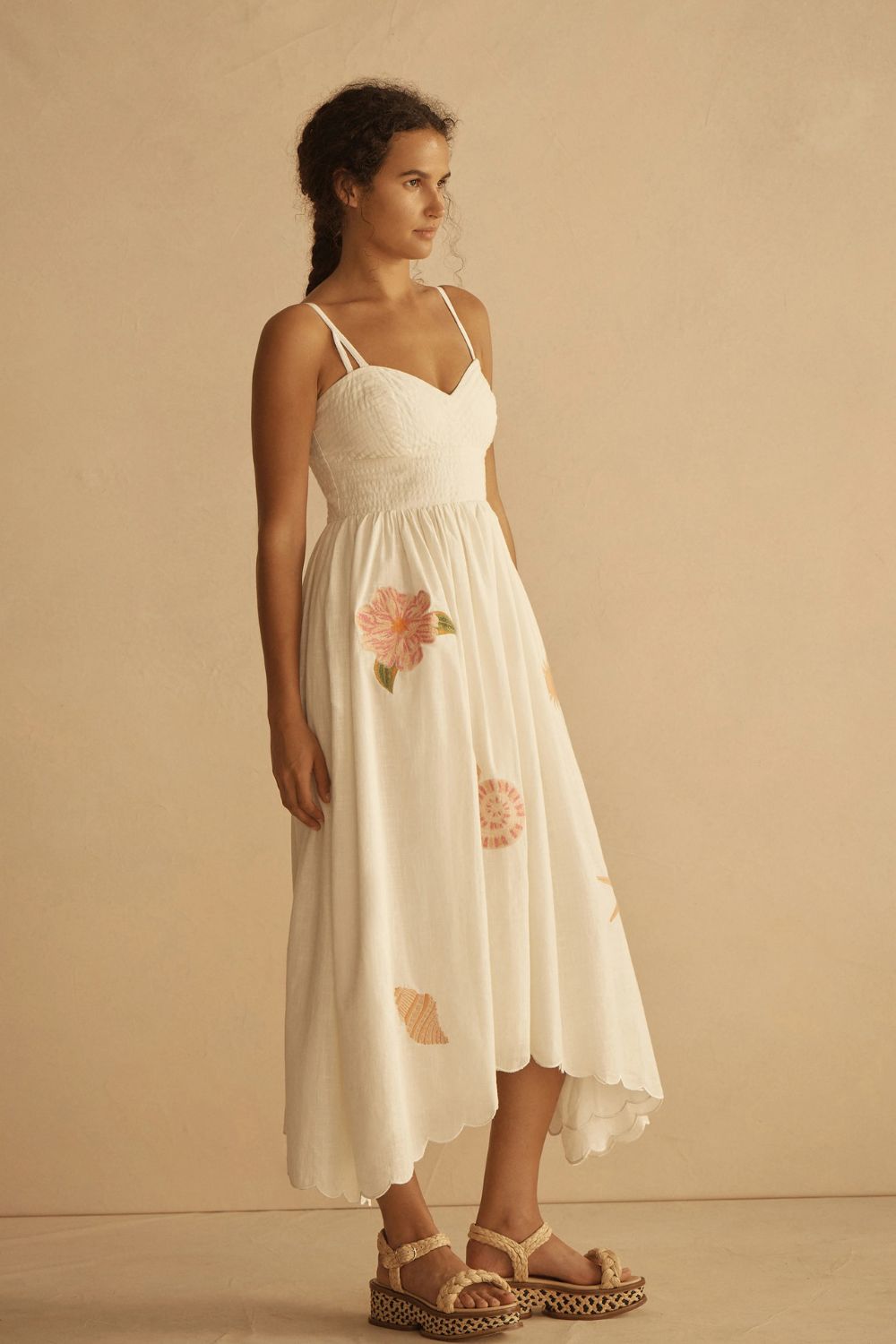 Load image into Gallery viewer, Embroidered Scallop Midi Dress Alcio
