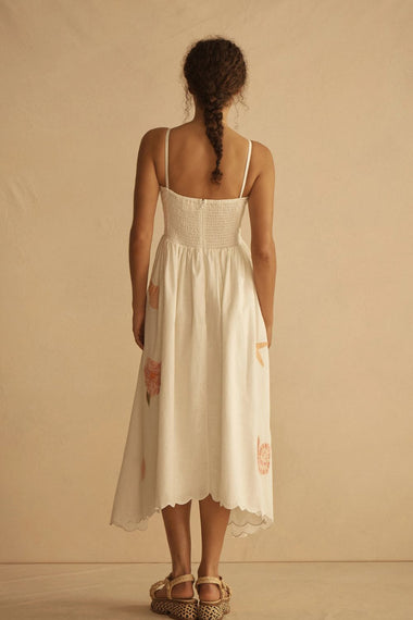 Embroidered Scallop Midi Dress Alcio