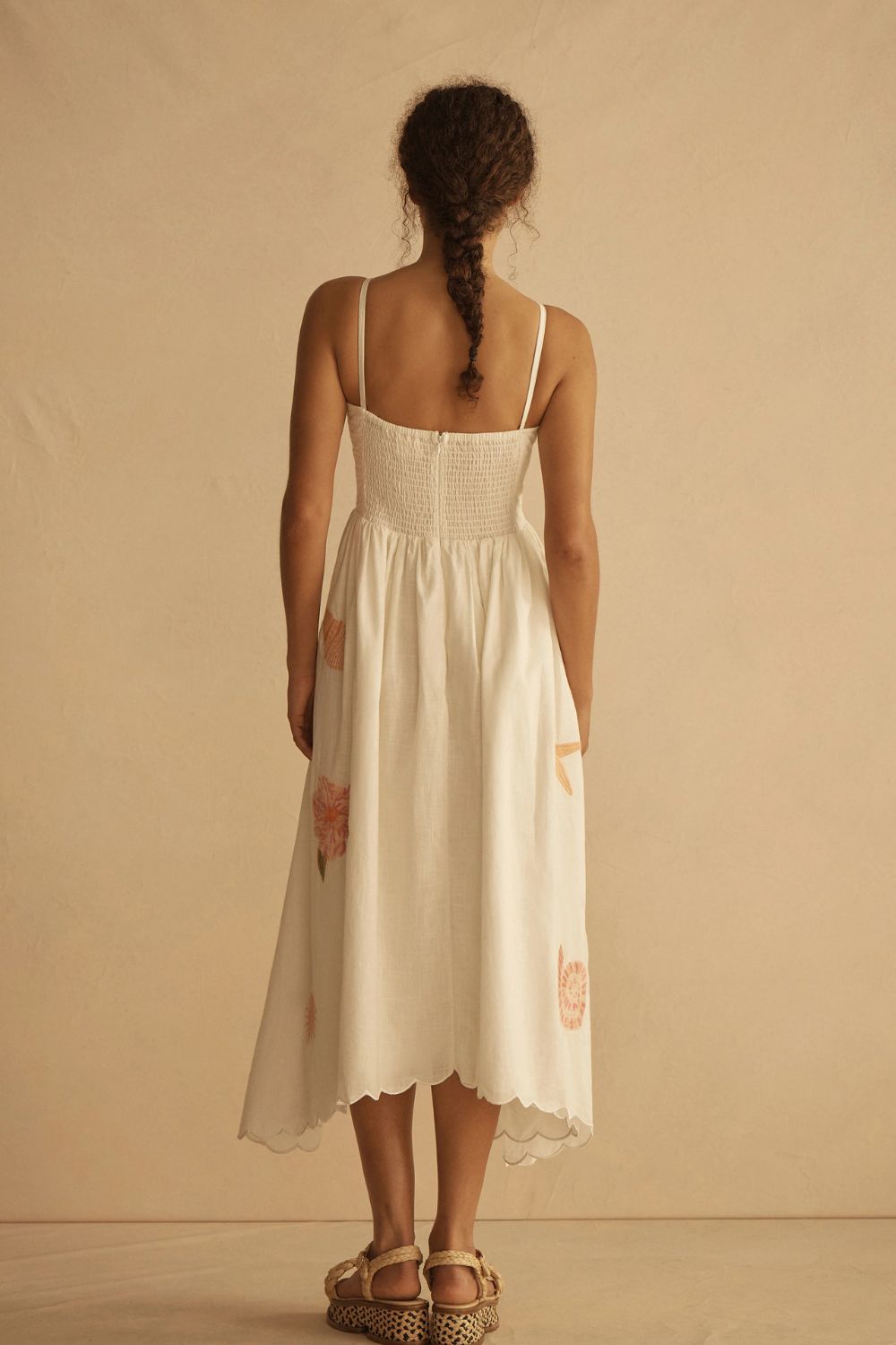 Load image into Gallery viewer, Embroidered Scallop Midi Dress Alcio
