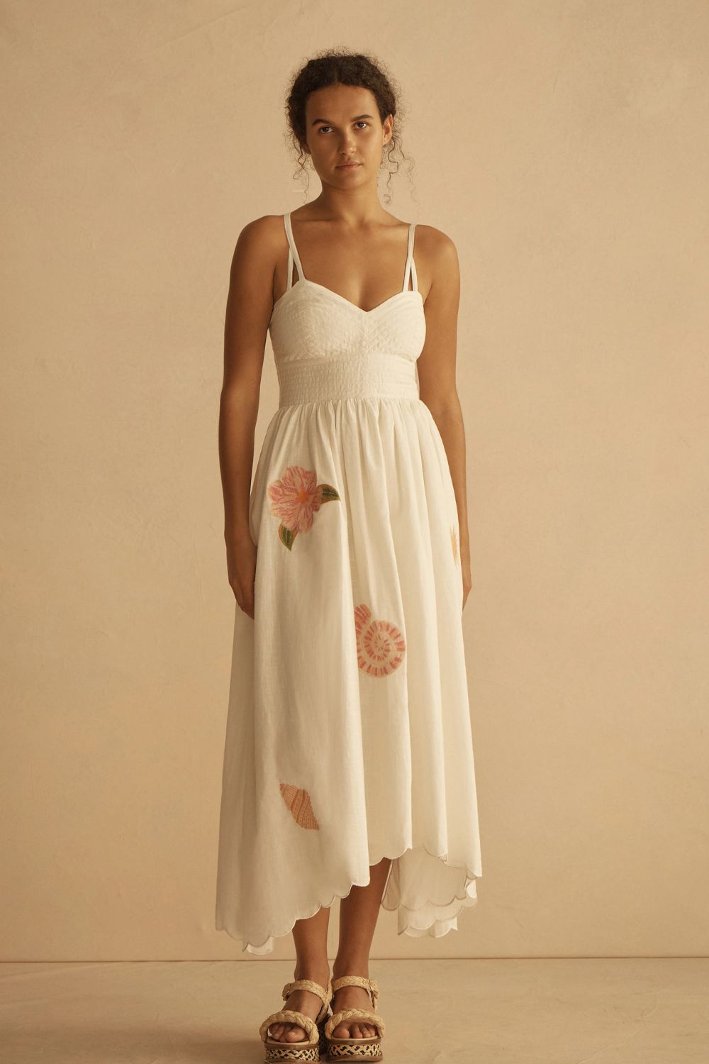 Load image into Gallery viewer, Embroidered Scallop Midi Dress Alcio
