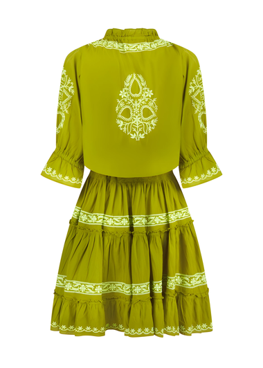 Amante Khaki Lime Mini Dress - Dress