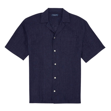 Mens Short Sleeve Casual Shirt in Dark Blue - Top