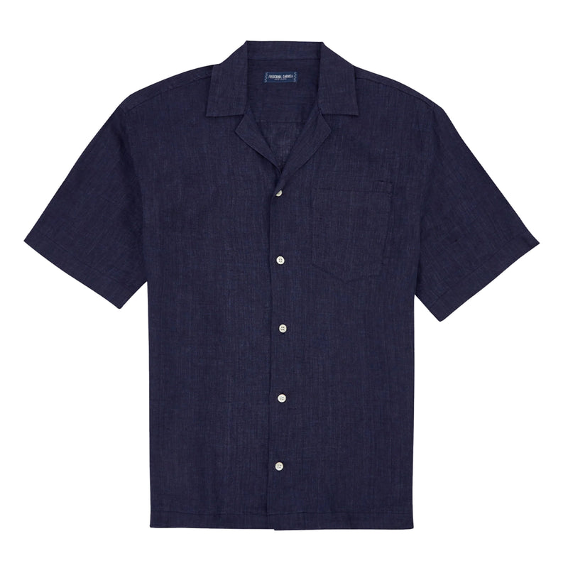 Mens Short Sleeve Casual Shirt in Dark Blue