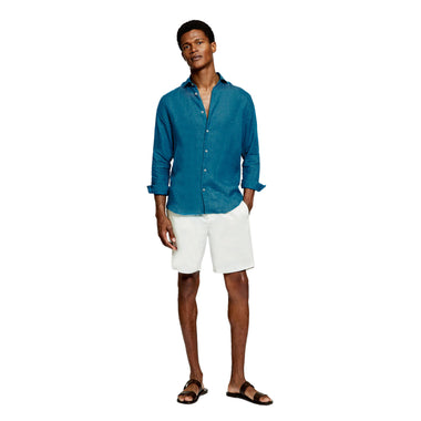 Mens Linen Shirt in Deep Sea Green - Top