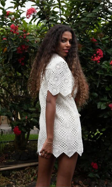 Aries Diamond Crochet Mini Dress
