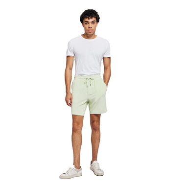 Mens Elastic Waist Shorts in Cotton Green - Shorts