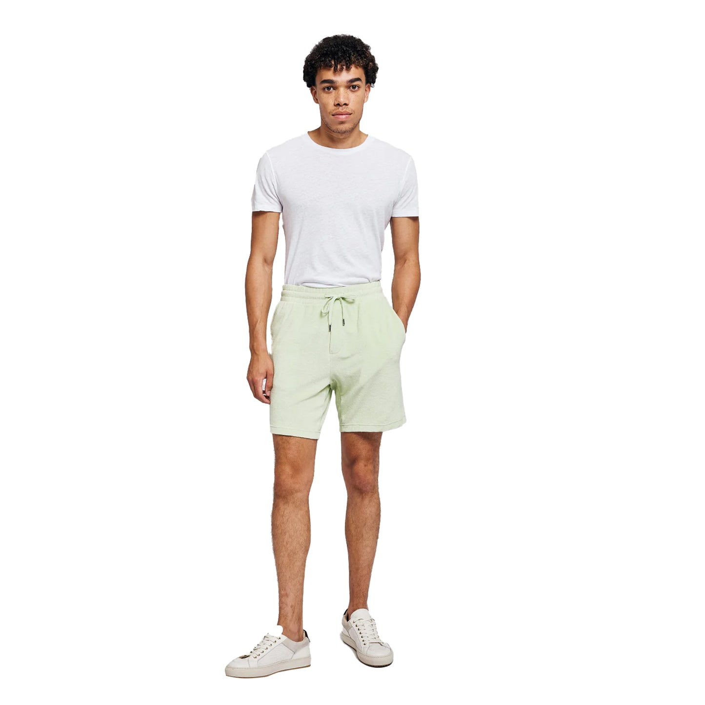 Load image into Gallery viewer, Mens Elastic Waist Shorts in Cotton Green - Shorts
