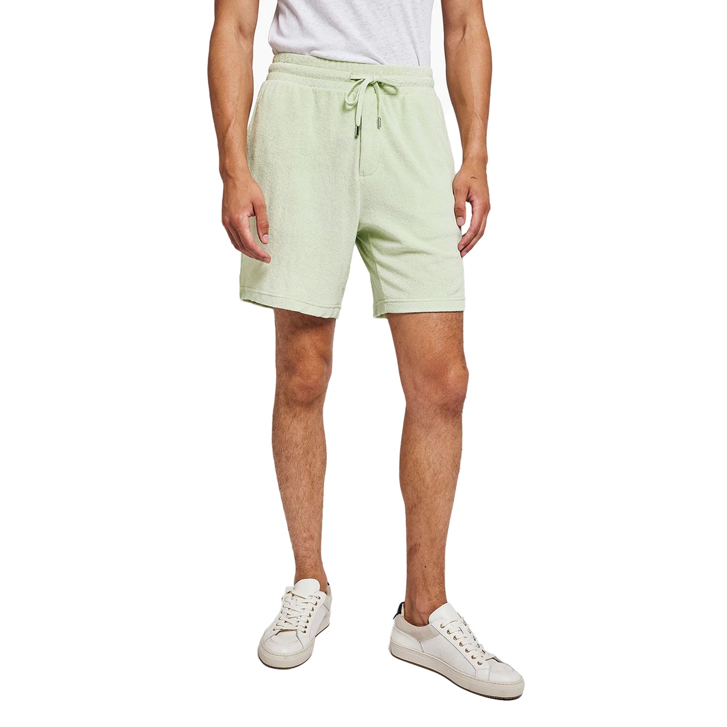Mens Elastic Waist Shorts in Cotton Green - Shorts