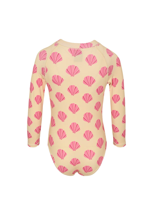 Girl Swimsuit Long Sleeve Beach Shells - One Piece