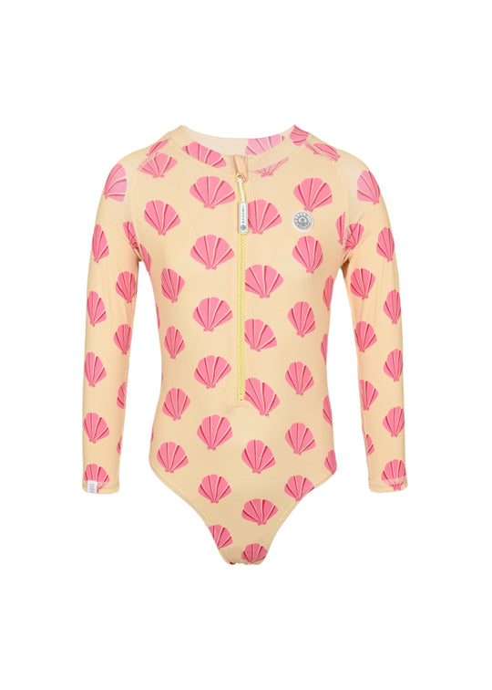 Girl Swimsuit Long Sleeve Beach Shells - One Piece