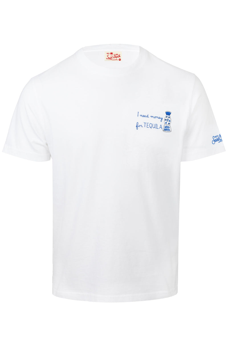 Classic T-Shirt Portofino with I Need Money for Tequila Embroidery