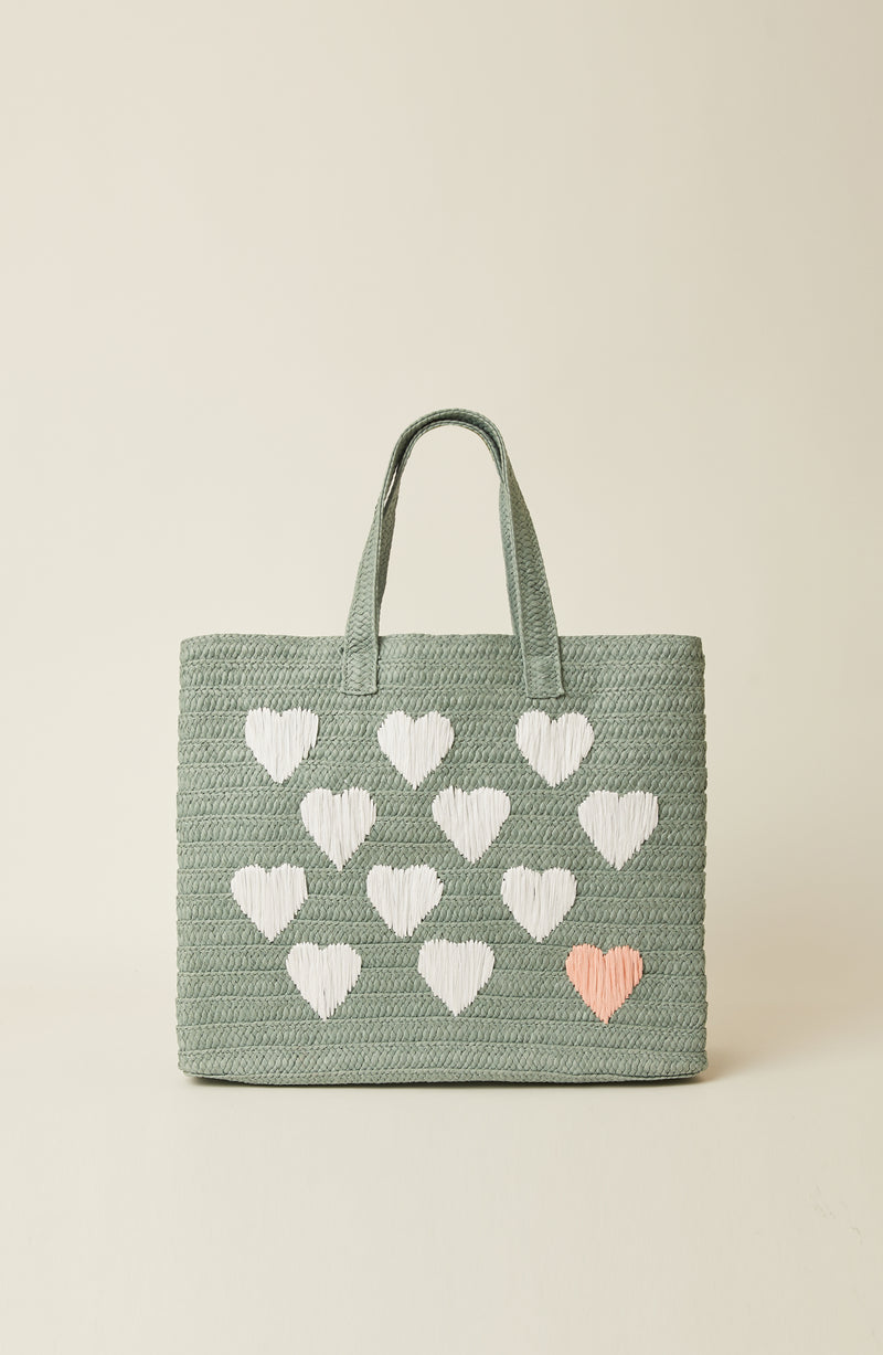 Be Mine Tote Sage/White