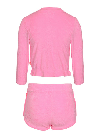 Zip Up Terry Cloth Cardigan and Short - Set