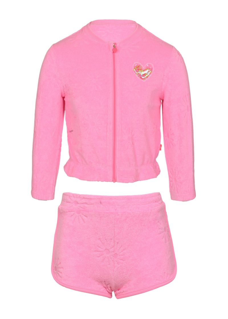 Zip Up Terry Cloth Cardigan and Short
