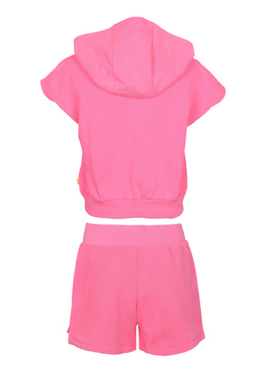 Girls Pink Hooded Top and Short Set - Set