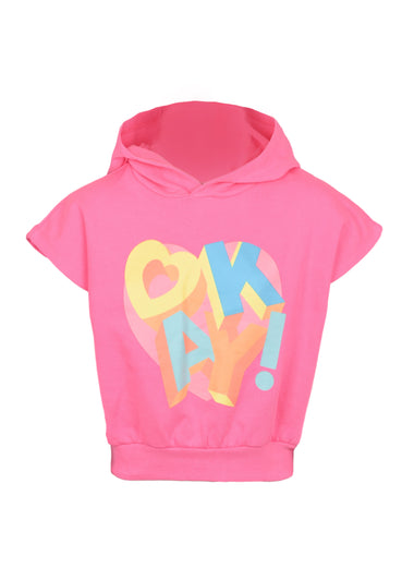 Girls Pink Hooded Top and Short Set - Set
