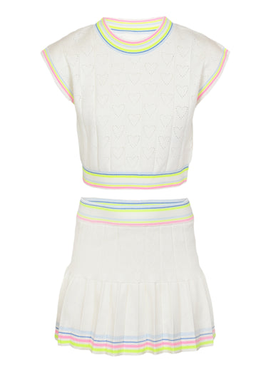 Girls Ivory Heart Top and Skirt Set - Set