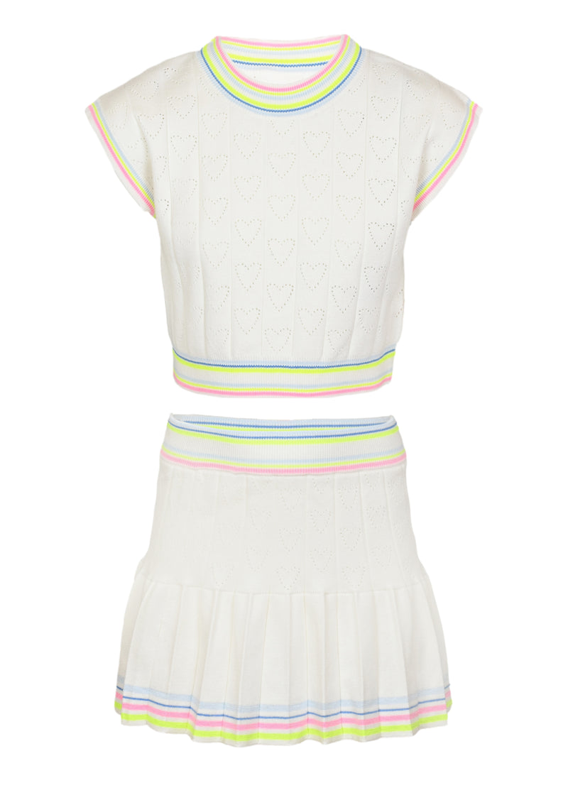 Girls Ivory Heart Top and Skirt Set