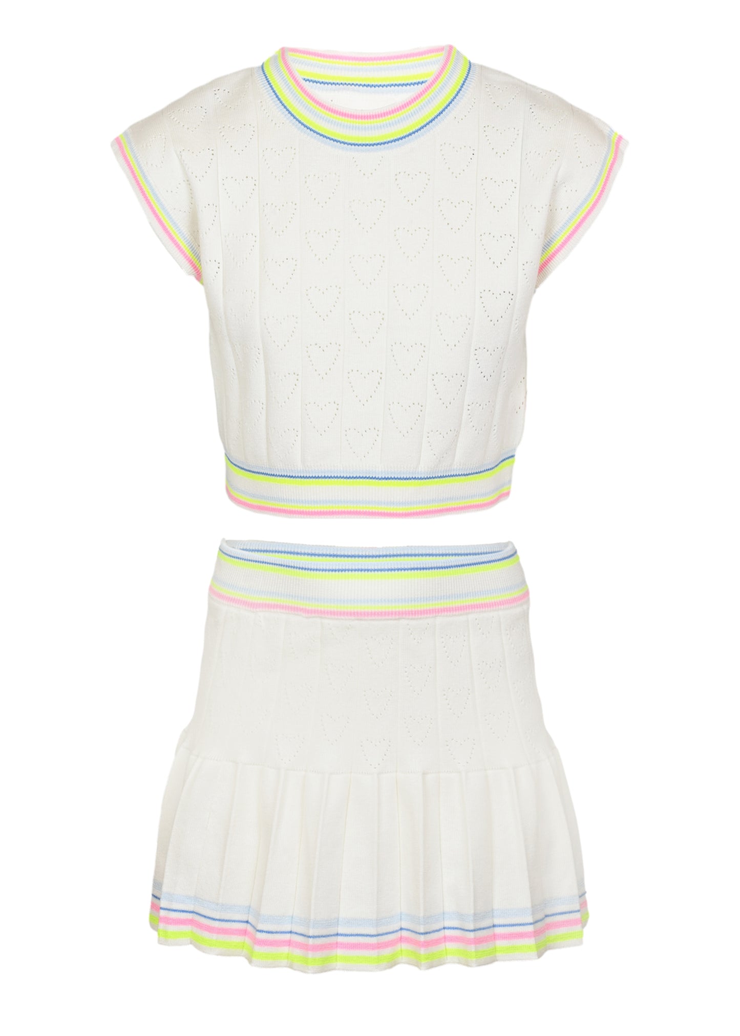 Load image into Gallery viewer, Girls Ivory Heart Top and Skirt Set - Set
