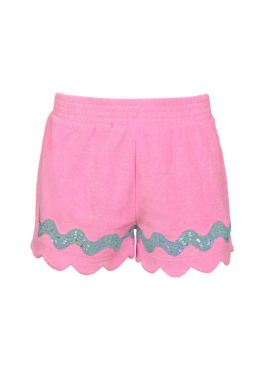 Sequin Trimmed Terry Cloth Tank Top and Short - Set