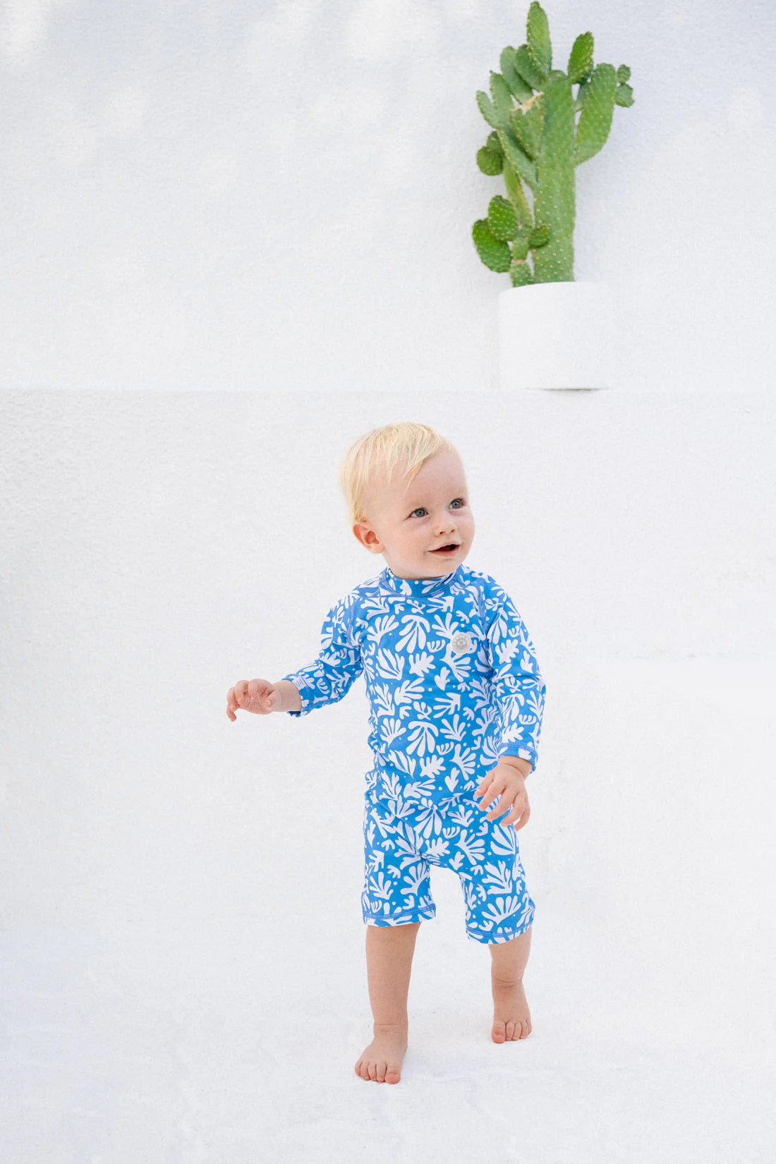 Load image into Gallery viewer, Baby Swimsuit Long Sleeve Deep Blue Corals - One Piece
