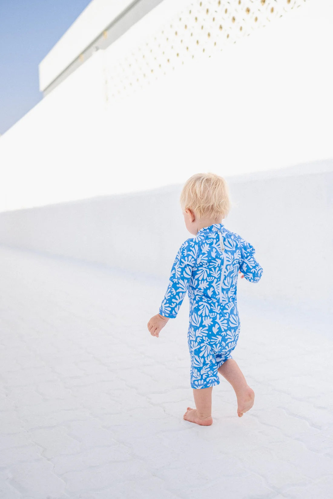 Load image into Gallery viewer, Baby Swimsuit Long Sleeve Deep Blue Corals - One Piece
