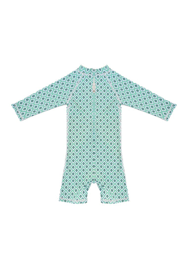 Baby Swimsuit Long Sleeves Diamond Green