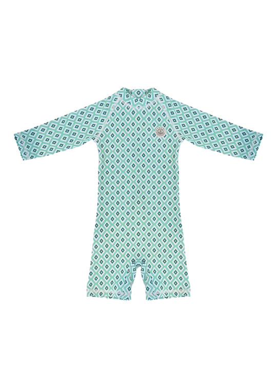 Baby Swimsuit Long Sleeves Diamond Green