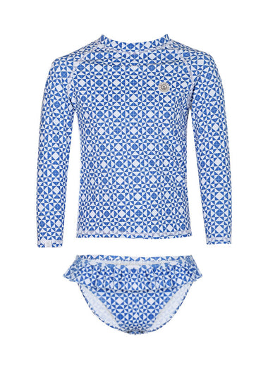 Girl Swimsuit Set Mediterranean Tiles