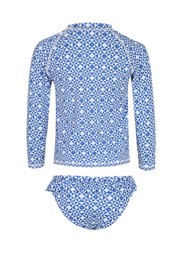 Girl Swimsuit Set Mediterranean Tiles