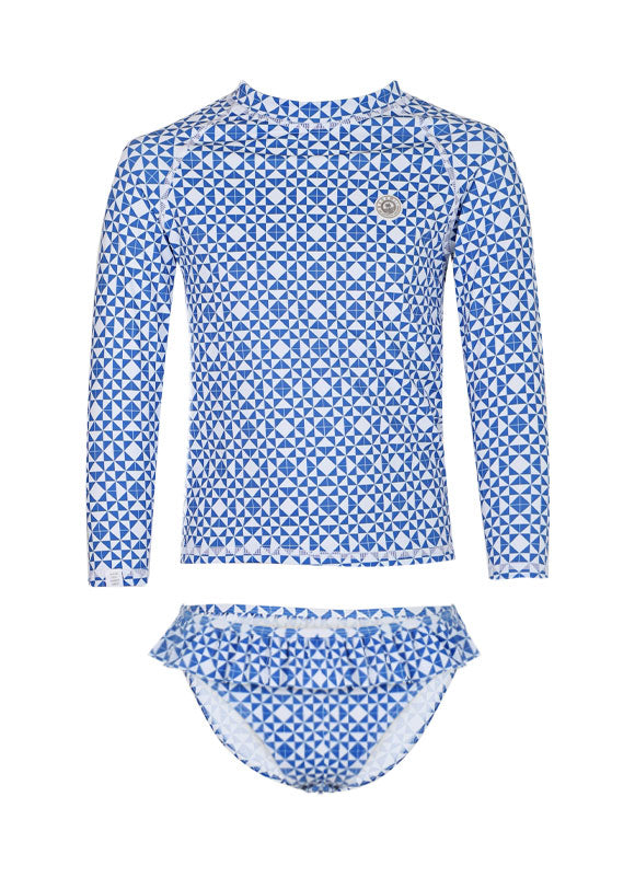 Load image into Gallery viewer, Girl Swimsuit Set Mediterranean Tiles
