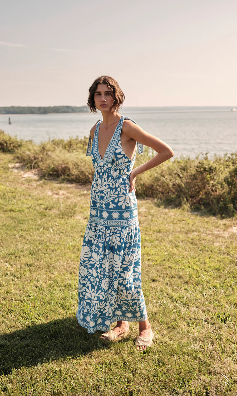 Load image into Gallery viewer, Brenna Folk Monstera Print Maxi Dress
