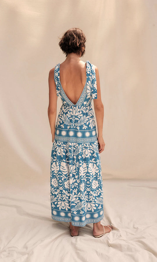 Load image into Gallery viewer, Brenna Folk Monstera Print Maxi Dress
