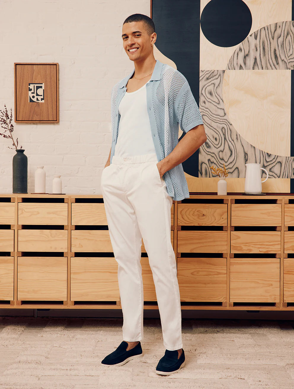 Load image into Gallery viewer, Bruno Cotton Stretch Drawstring Chinos Ivory - Trousers
