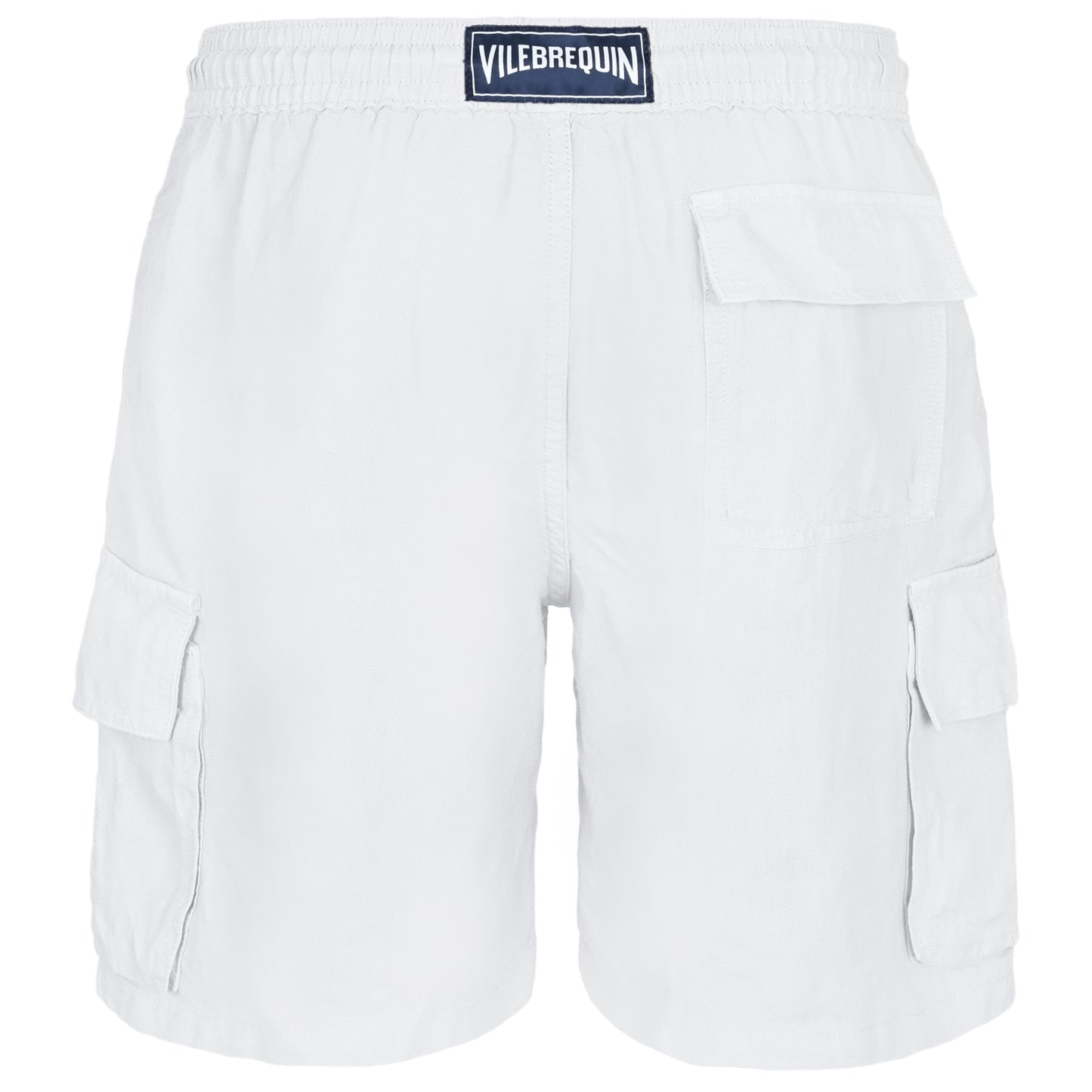 Load image into Gallery viewer, Men Linen Bermuda Short Cargo Pockets White - Shorts
