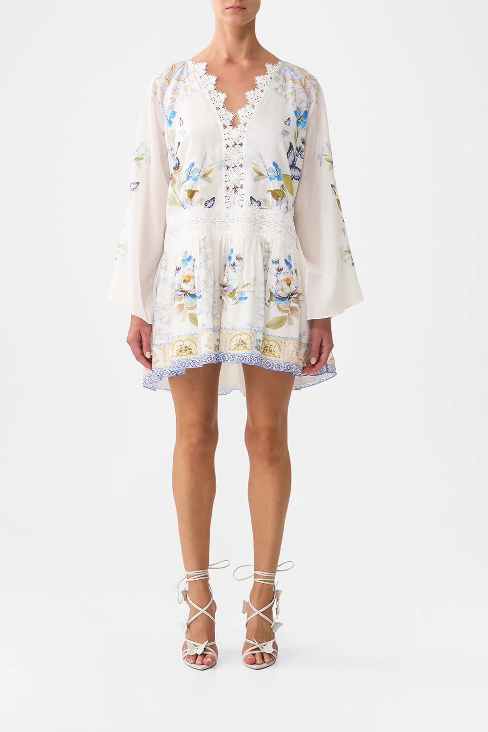 Relaxed Short Dress with Dropped Waist Botanical Ballads