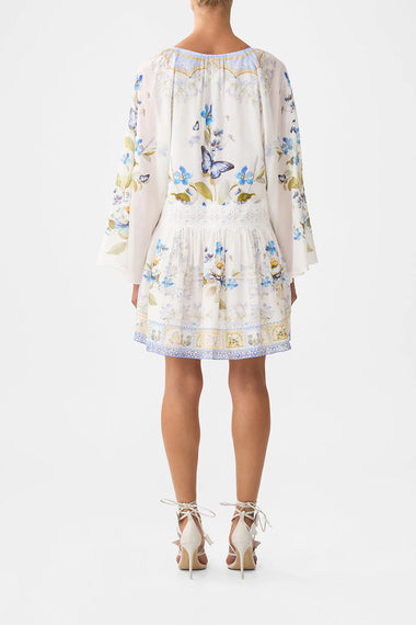 Relaxed Short Dress with Dropped Waist Botanical Ballads