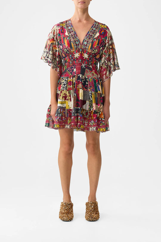 Tiered Skirt Mini Dress Patchwork Alchemy